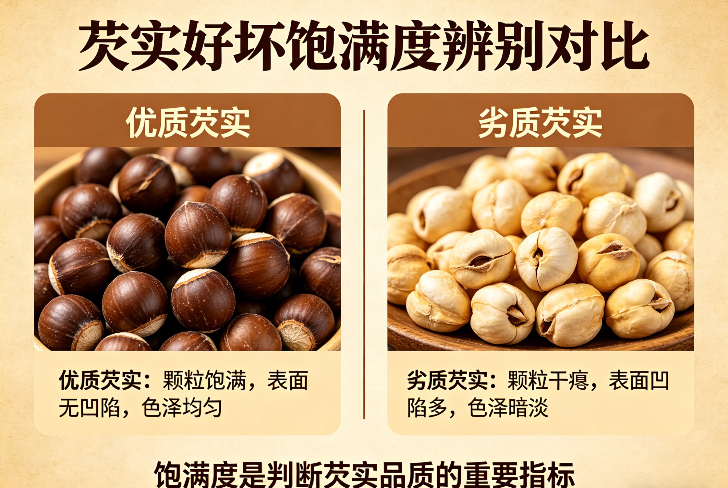 芡实饱满度与品质辨别